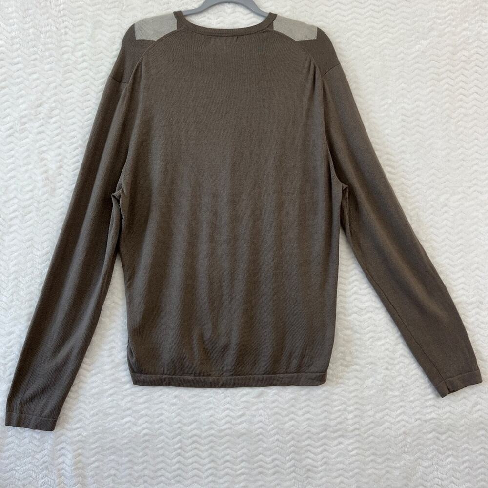 Banana Republic Cashmere Silk Argyle V Neck Pullover Brown Sweater Mens XL - Picture 3 of 14